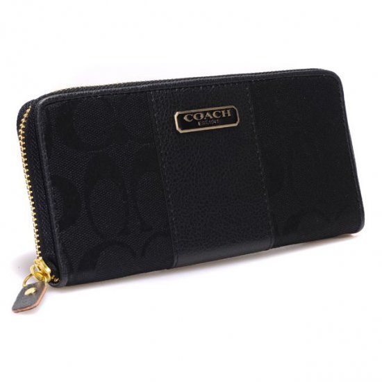 Coach Logo In Signature Large Black Wallets CHY Coach Logo In Signature Large Black Wallets CHY